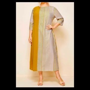 Zipperback Colorblock Stripped Dress